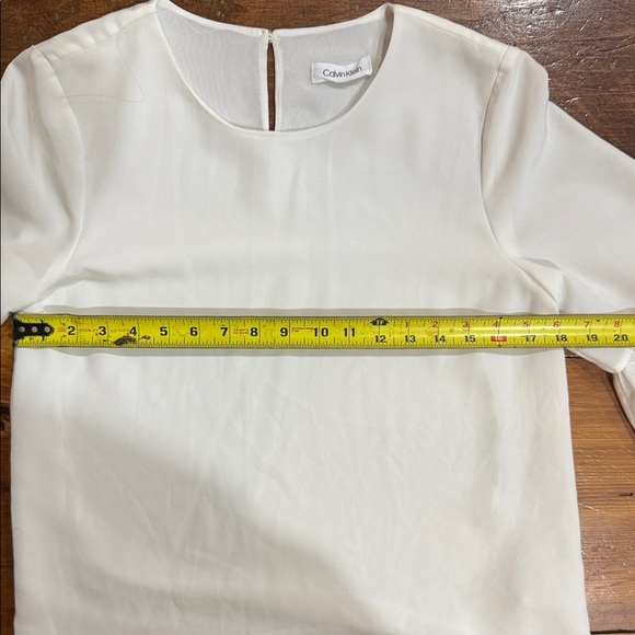 Calvin Klein Cream Blouse with Embellished Bell Sleeves Size Medium - Picture 4 of 10